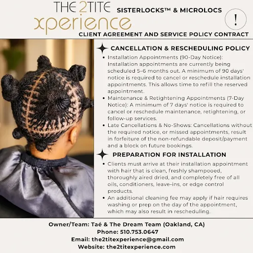 Taé’s client agreement: Cancellations & installation preparation. Full wording is available in the readable agreement.
